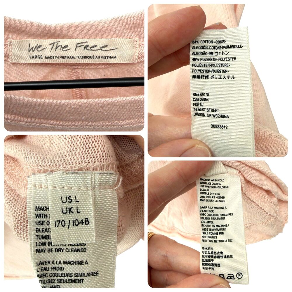 Free People We the Free Cassidy Top Large Light Pink Tee Oversized Casual Boho - Picture 10 of 10